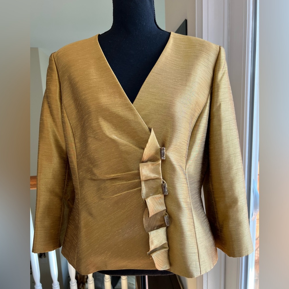 TAHARI LUXE PETITE GOLD/BRONZE BETTY DRESSY‎ BLAZER